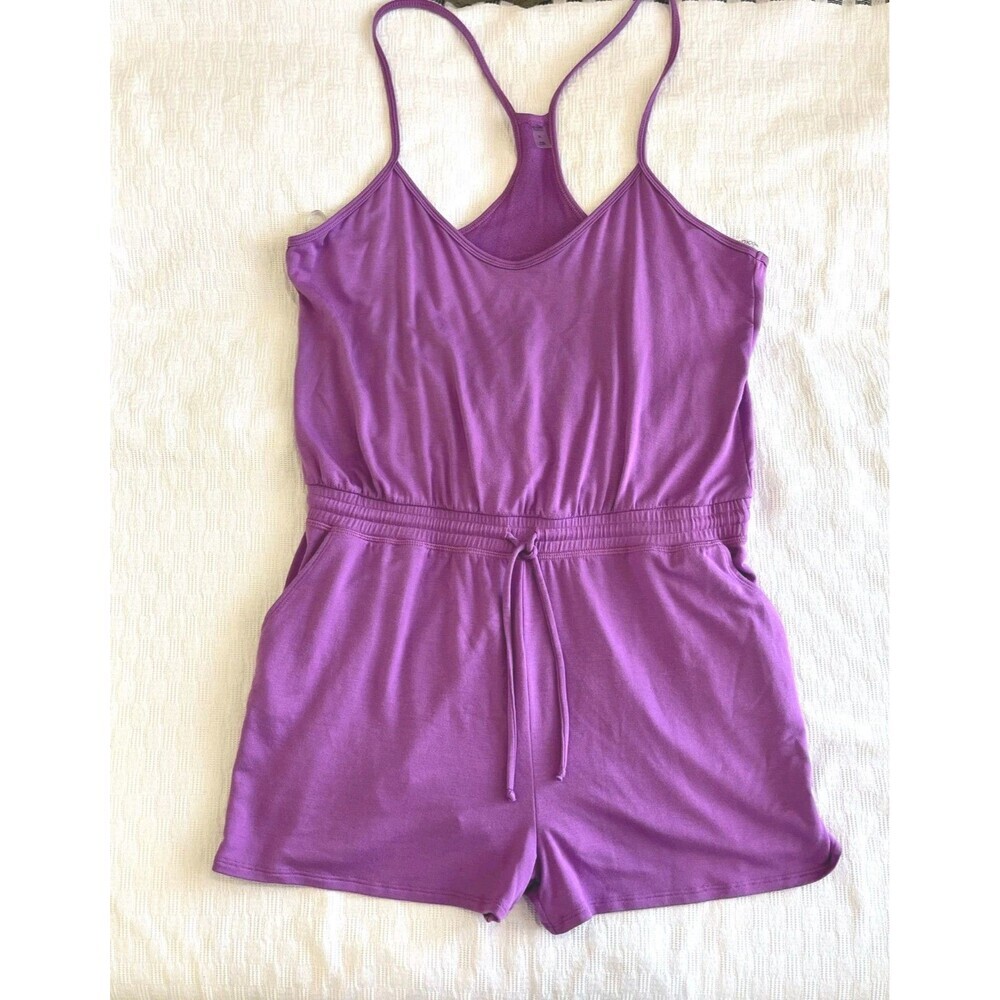 Beyond Yoga Purple Seaside Romper Drawstring Waist Iris Size XS NWT - Picture 2 of 6